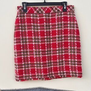 Ann Taylor Red Plaid Mini Skirt